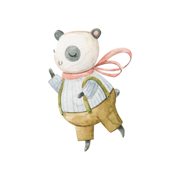 可爱的马戏团卡通水彩插图。马戏团动物的插图。可爱的卡通人物图片下载