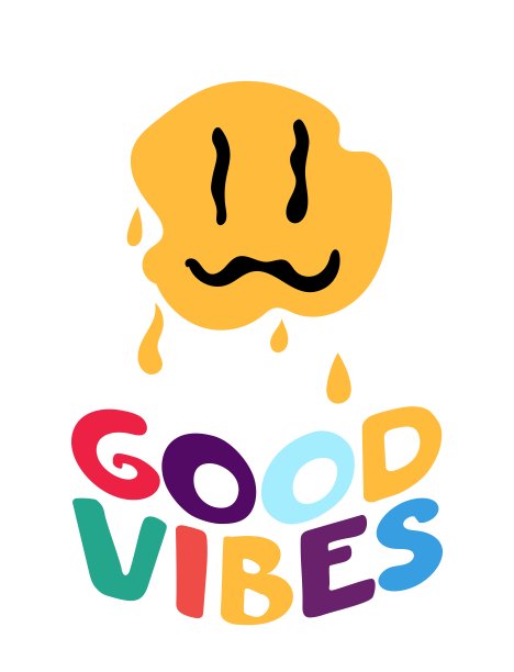 带有70年代复古风格的微笑图案的字母。五光十色的铭文好震撼。矢量图图片下载