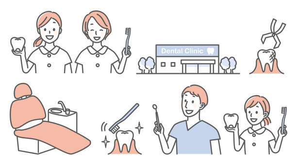 简单的插图为牙医和牙齿图片下载