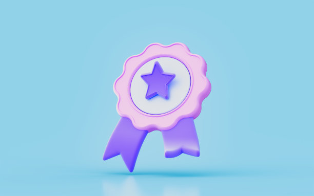 明星徽章标志3d渲染概念为优质产品认证和图片下载