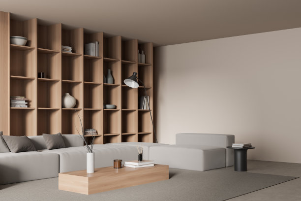 明亮的客厅内部与空墙的角落视图图片下载