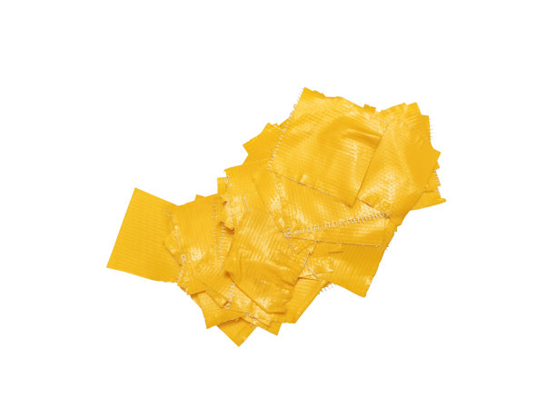 一套白色背景的黄色胶带黄色胶带撕破的粘片。图片下载