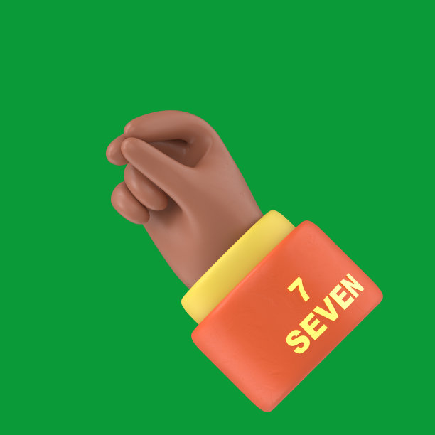 绿屏模型。非洲手的3D插图显示了绿色屏幕上的数字7的镜头和剪切路径。手的姿态数据。图片下载