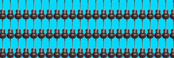 蓝色背景的原声吉他图片下载