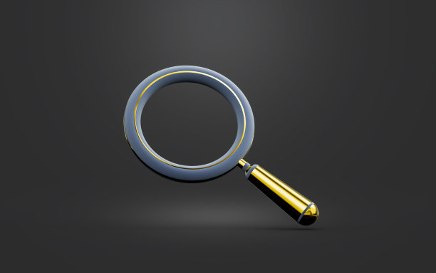 放大玻璃标志在黑暗背景3d渲染的概念寻找图片下载
