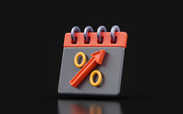 日历标志与百分比上的暗背景3d渲染概念图片下载
