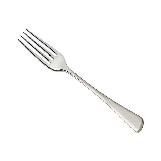 银色的叉子在白色的背景图片下载