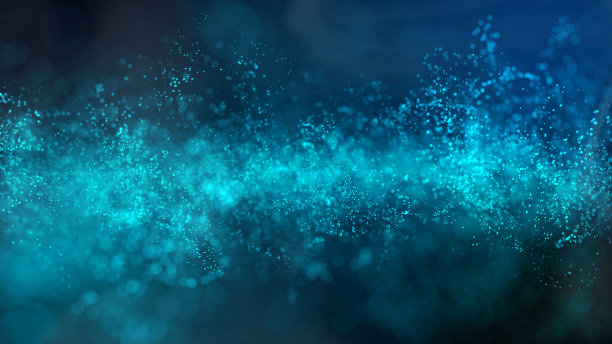 4k片段抽象蓝波粒子在黑暗背景，数字技术和创新概念图片下载