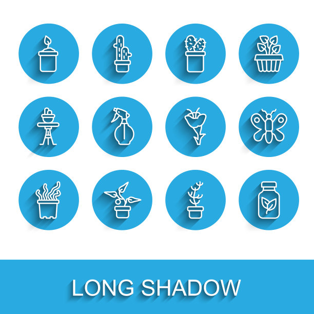 盆栽植物中设置奇异的热带植物线图片下载