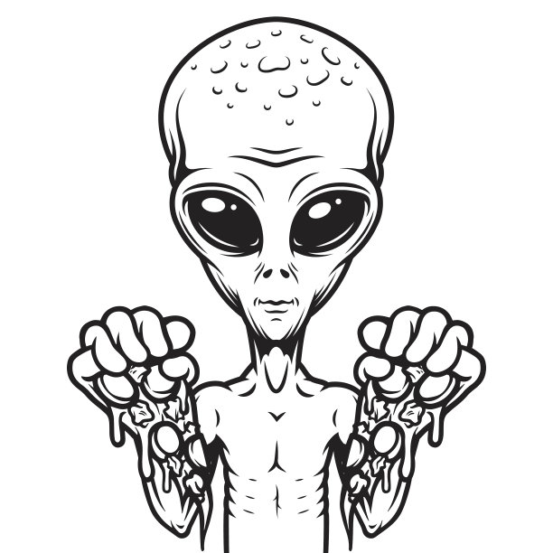 太空外星人肖像老式单色图片下载