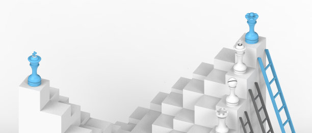 棋子的想法与商业领袖的目标不同的成功在白色背景上。复制空间，连接，数字数据，开发，横幅，网站-3d渲染图片下载