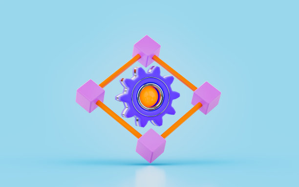 设置齿轮区块链标志3d渲染概念配置业务图片下载