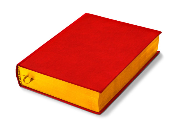 红色和金色的书在白色与裁剪路径图片下载