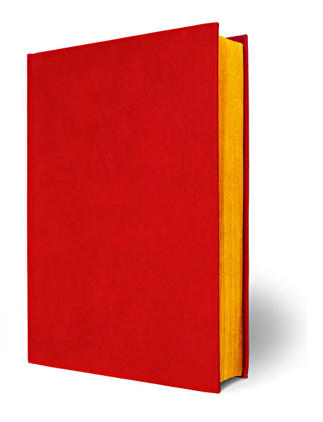 站在红色和金色的书在白色与剪枝路径图片下载