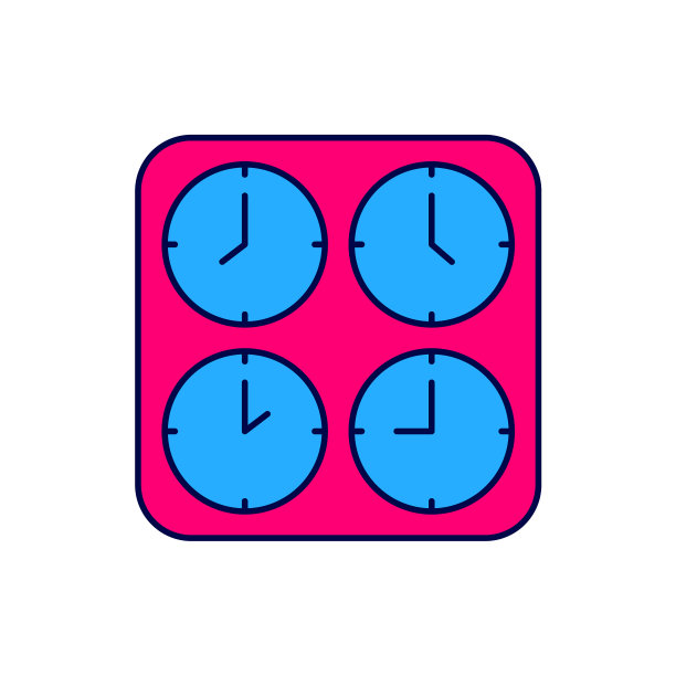 已填充轮廓时区时钟图标隔离上图片下载