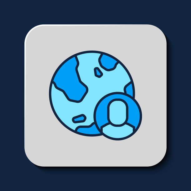 填充轮廓地球仪和人的图标孤立上图片下载