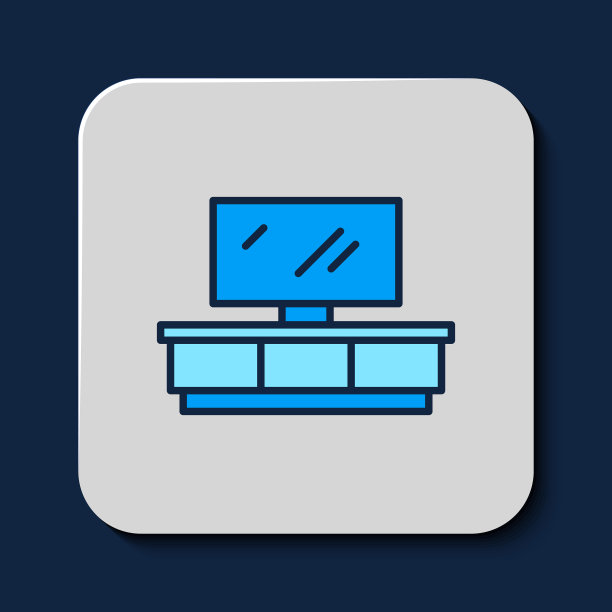 填充轮廓的电视台架图标孤立上图片下载