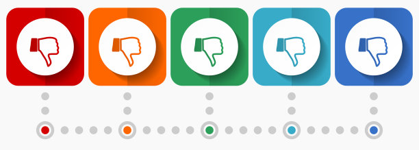 不喜欢，不像矢量图标，信息图表模板，一套平面设计符号在5种颜色的选项图片下载