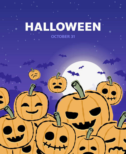 万圣节背景与南瓜和蝙蝠图片下载
