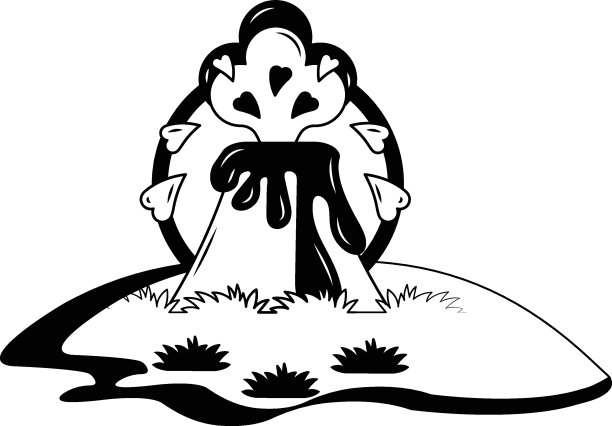 草原上的天空火山概念矢量图标设计，自然的爱的象征，艺术的地貌场景标志，心在自然股票插画，美丽的景观视图在圆形，图片下载