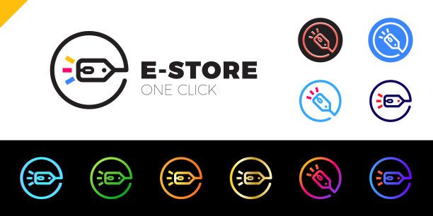 E店标志概念鼠标点击和商店标签在图片下载