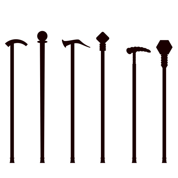 拐杖图标设置为白色背景隔离图片下载
