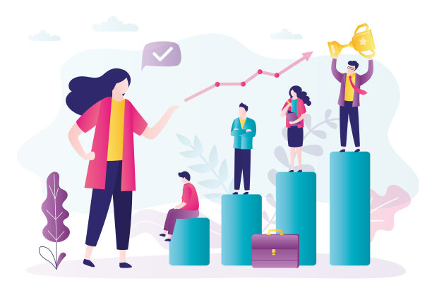 员工手持奖杯庆祝晋升。老板从事员工的晋升和发展图片下载