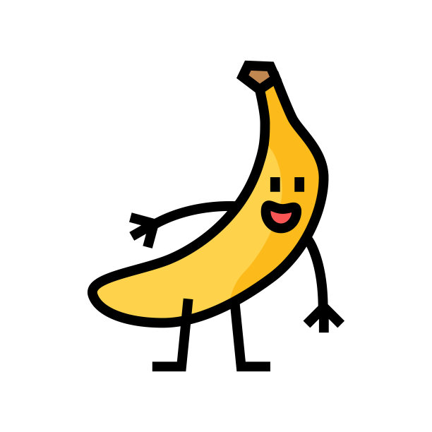 香蕉字符颜色图标矢量插图图片下载