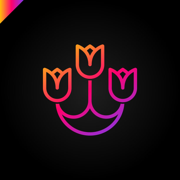 标志的三朵花在线的风格在圆图片下载