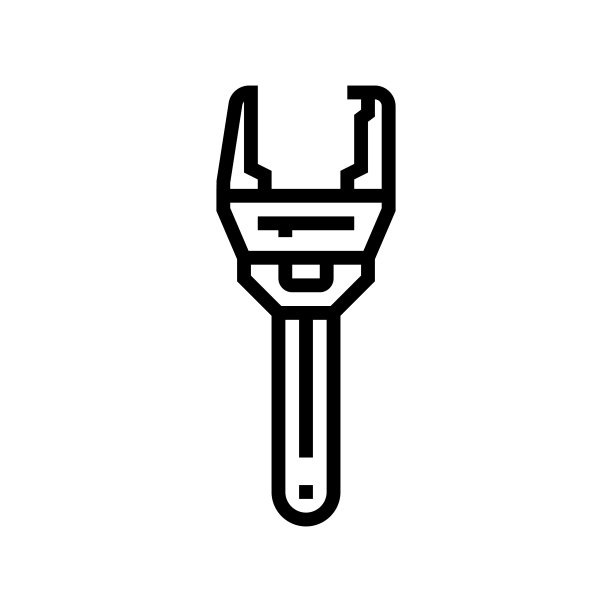 水管工扳手工具线条图标矢量图图片下载