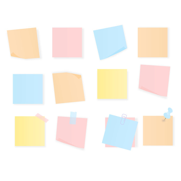 一套逼真的贴纸，笔记本标签。矢量图图片下载