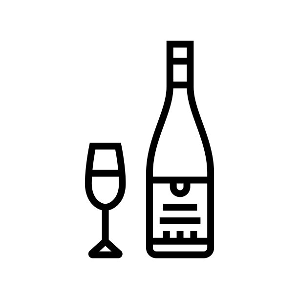 长相思白葡萄酒线条图标矢量图图片下载