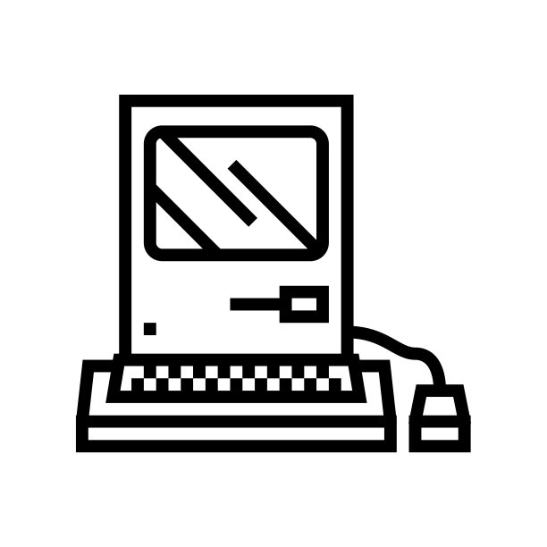 电脑PC复古小工具线图标矢量插图图片下载