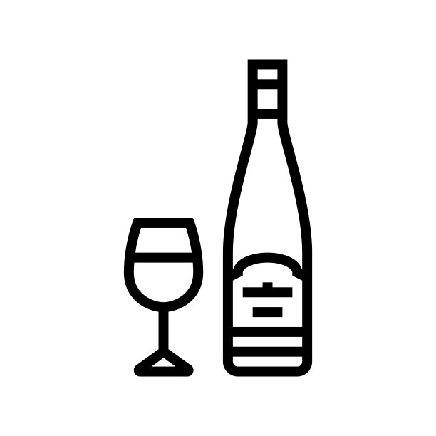 雷司令白葡萄酒线图标矢量插图图片下载