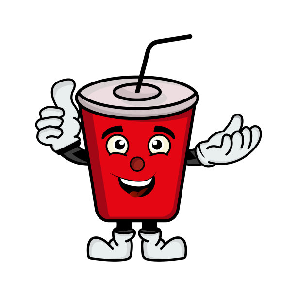 软饮料吉祥物卡通人物。说明平面风格。设计模板向量图片下载