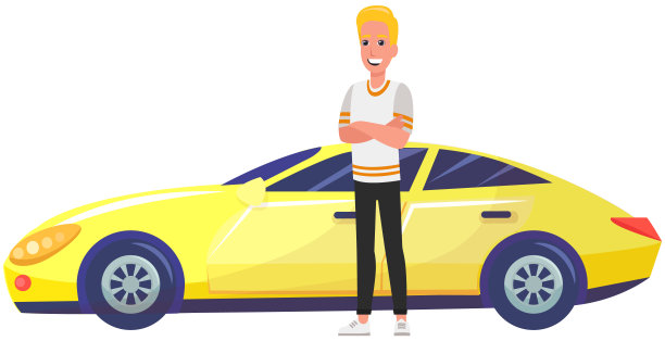 金发男性性格，运动员仅次于个人交通工具。酷炫的有钱人靠近昂贵的跑车图片下载