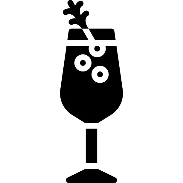 一品红鸡尾酒图标，酒精混合饮料矢量图图片下载