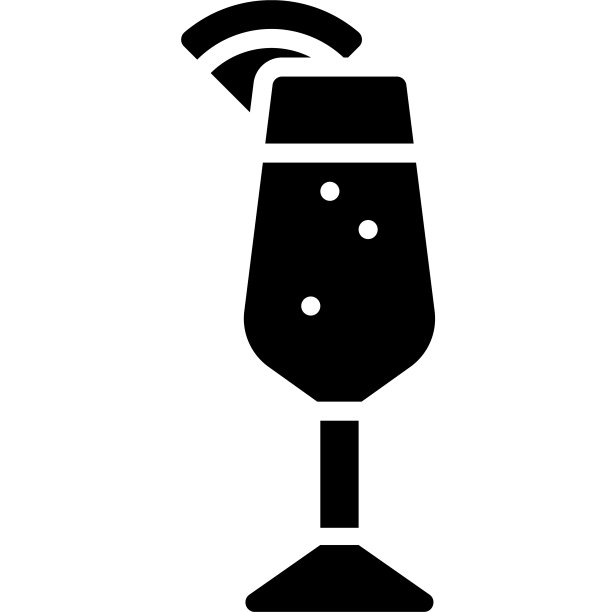 含羞草鸡尾酒图标，酒精混合饮料矢量图图片下载