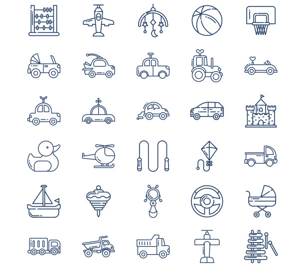 儿童玩具集合图标集图片下载