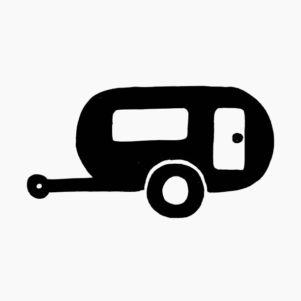 手绘露营车拖车矢量图标图片下载