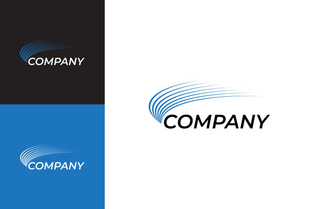 线条优美的曲线标志模板，品牌标识元素以蓝色为商业企业设计的载体图片下载