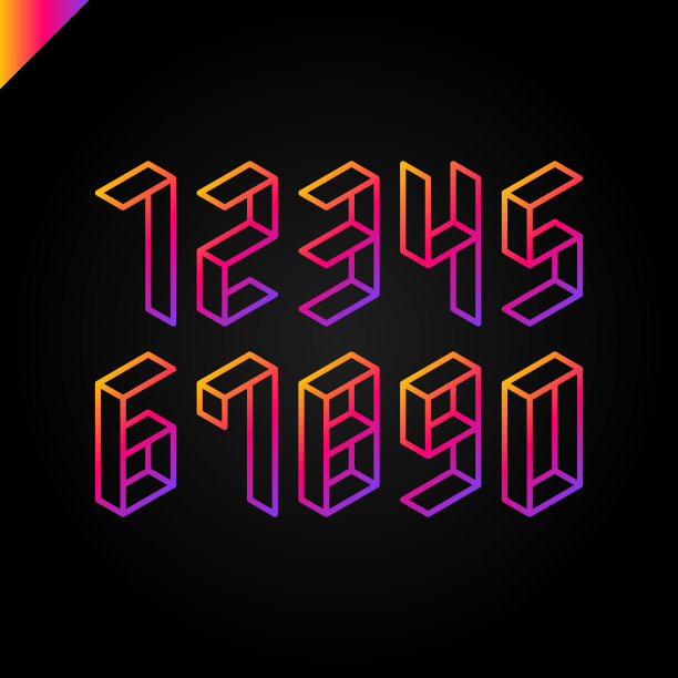 集合等距运动数字设置字体图片下载