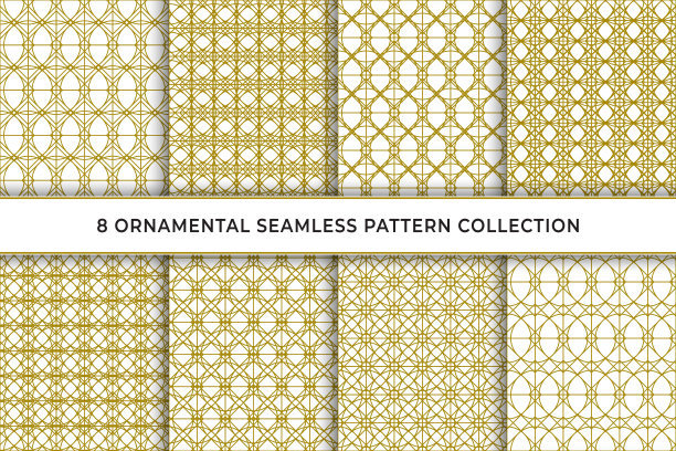奢华的几何装饰无缝图案集，优雅的图案元素，矢量图形图片下载