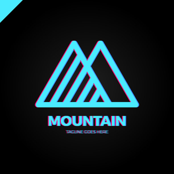 简洁的标志在现代风格的山顶图片下载