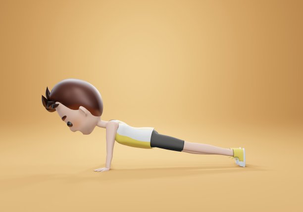 3d渲染，男孩在瑜伽上伸展图片下载