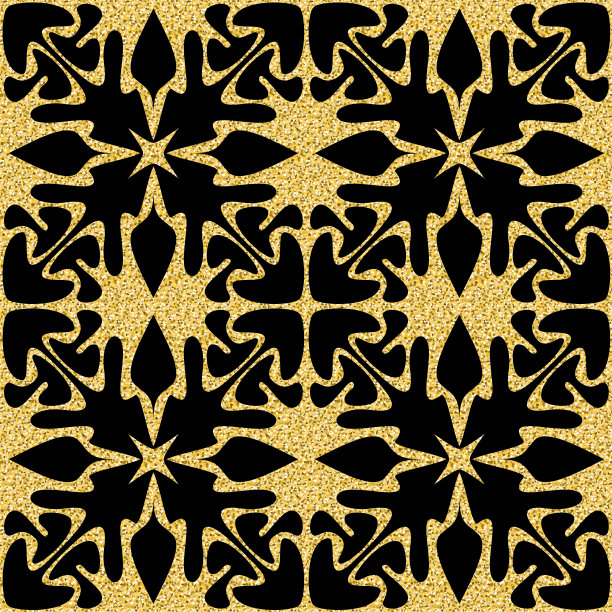 阿拉伯金无缝图案黑金颜色，华丽闪烁的背景为纺织设计图片下载