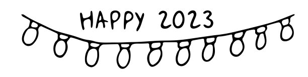 圣诞花环，刻有“2023快乐”字样，手绘字体，速写涂鸦风格。新年节日喜庆设计，用墨、笔、记号笔绘制。传统的装饰。图片下载