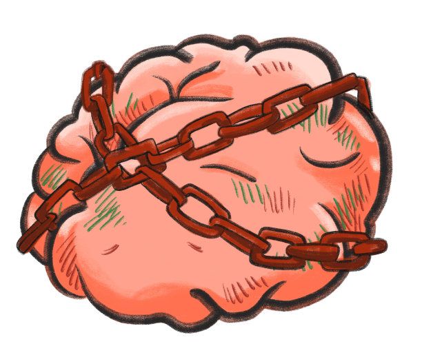 脑插图抑郁症精神健康问题抽象链和遭受化学问题图片下载