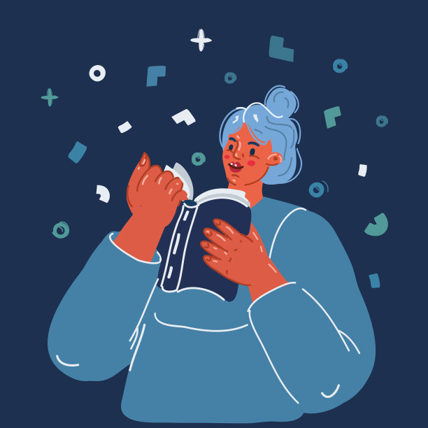 卡通矢量插图的女人读书图片下载