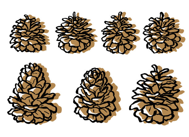 剪辑艺术的松果在打印风格集图片下载